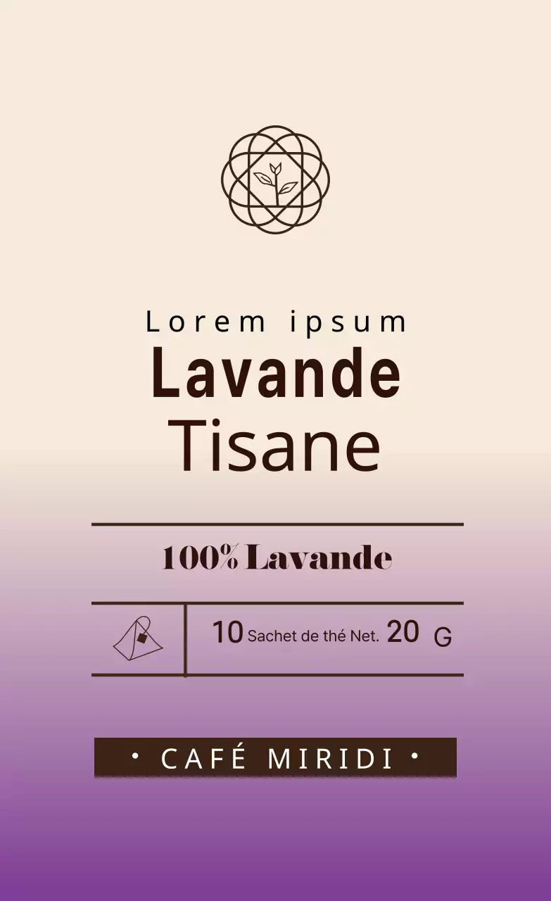 Purple Illustrated Cafe Étiquette de thé à la lavande