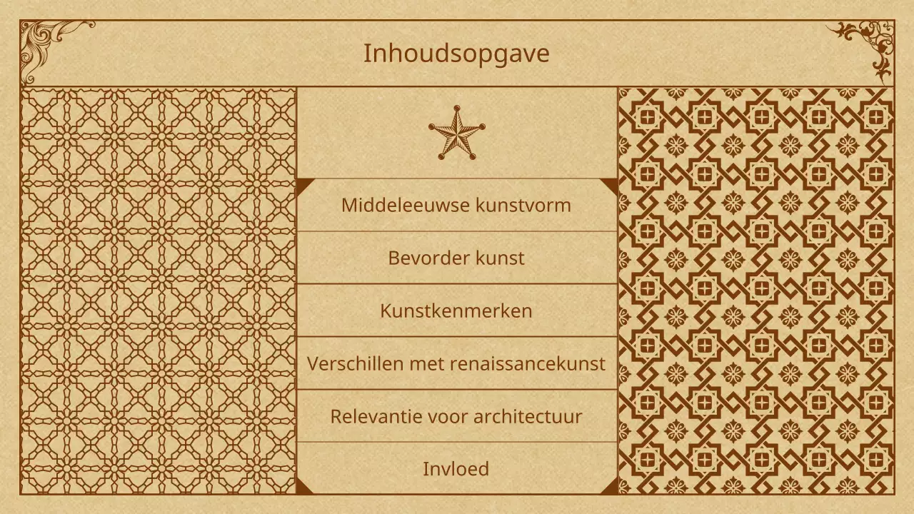 Middeleeuwse kunst in beige en bruin Presentatie