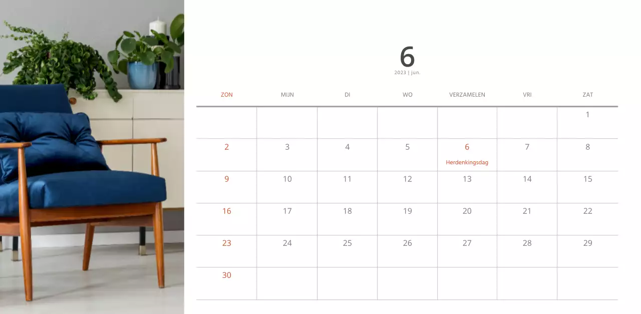 Witte strakke stijl interieur kalender