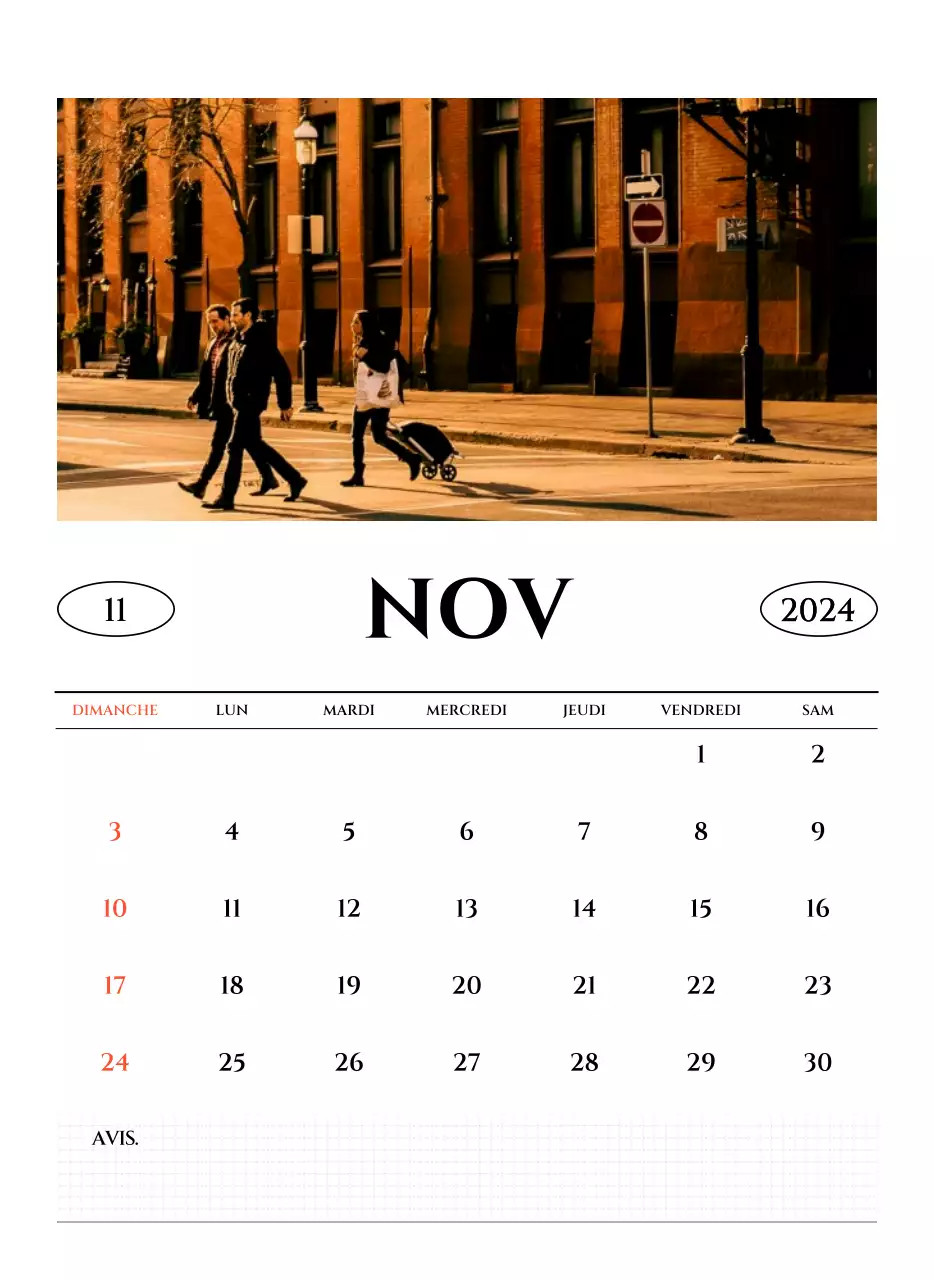 Calendrier mural de style simple avec concept de photographie de voyage émotionnelle en noir et blanc