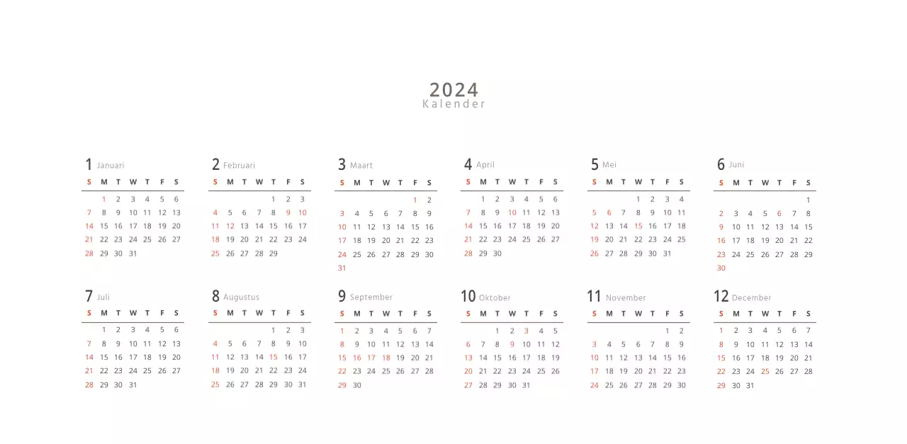 Witte strakke stijl interieur kalender