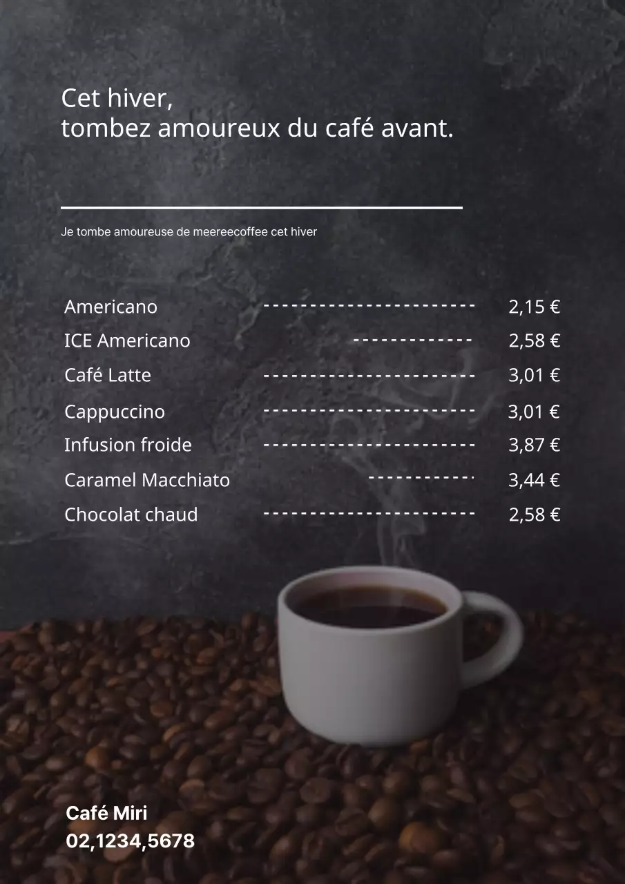 Une carte des boissons moderne et simple