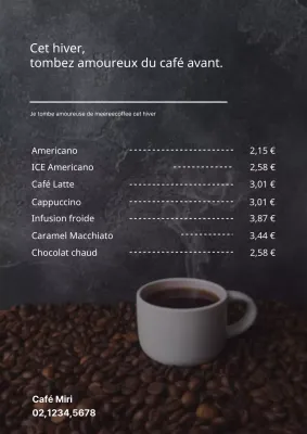 Une carte des boissons moderne et simple