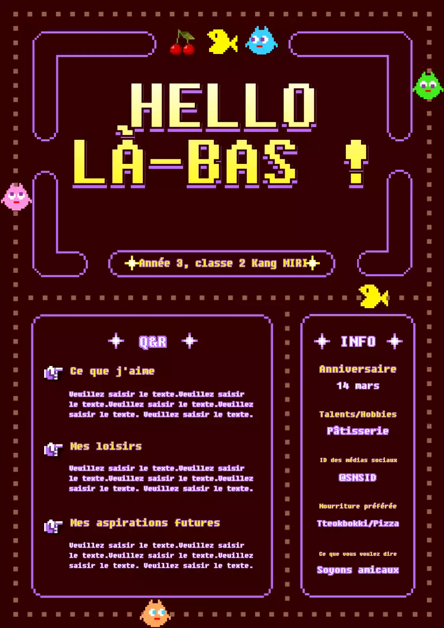 Un joli concept de jeu classique en rouge, marron, violet et jaune.