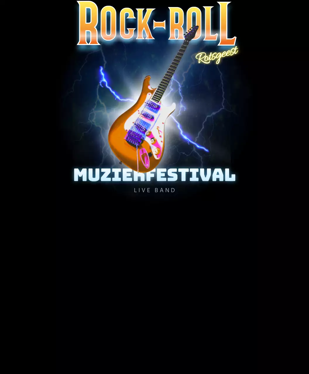 Rockfestival met bliksemschicht in rode kleurverlopen