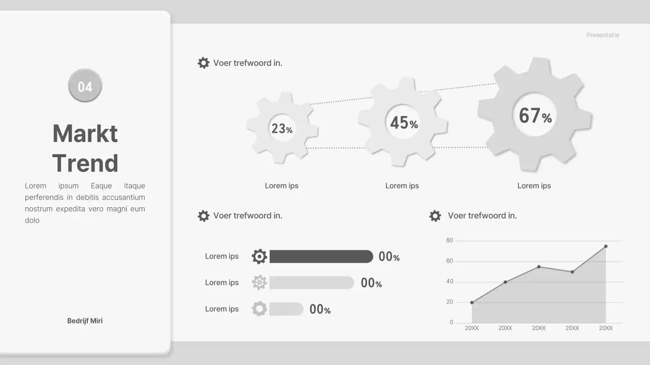 Voorstel met grijze, driedimensionale tandwielelementen