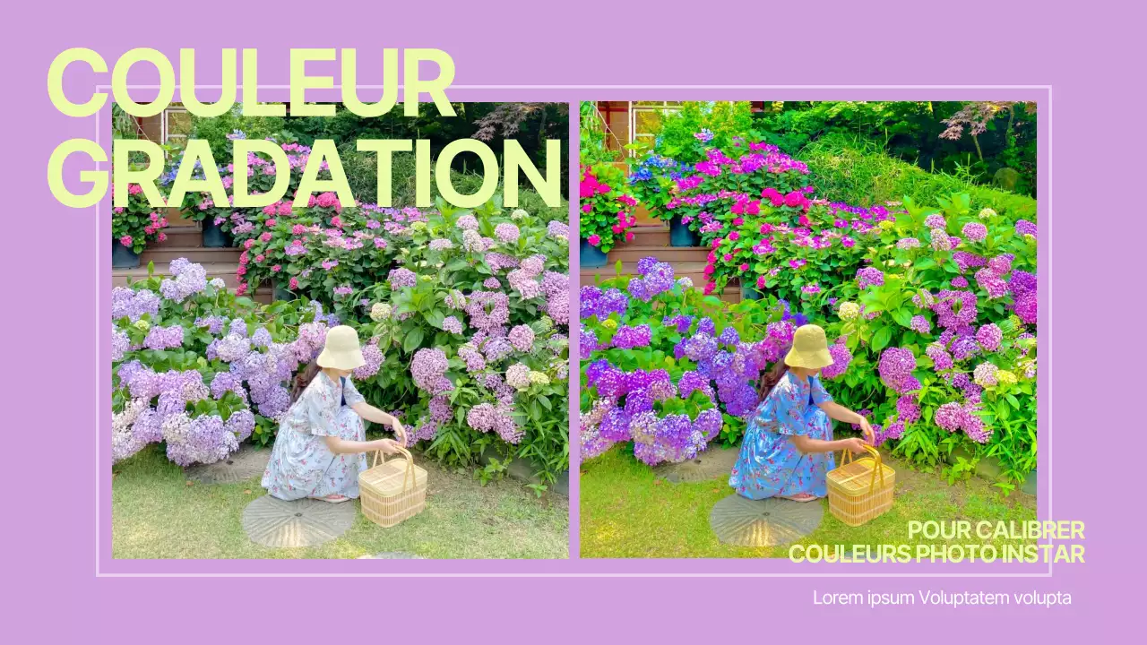 Mauve fluorescent Instagram photo correction des couleurs YouTube vignettes
