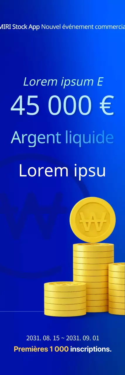 Bannière verticale d'événement en stock avec dégradé en bleu et bleu clair