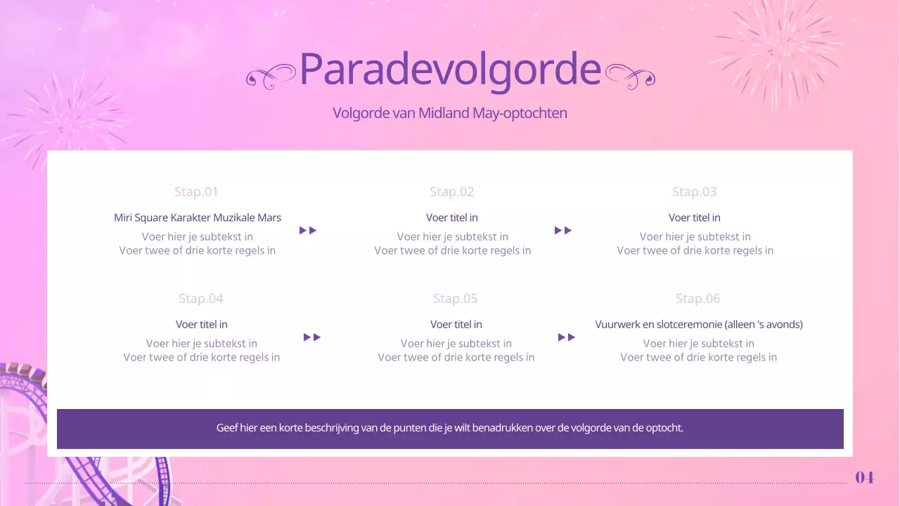 Pastelkleurige evenementenplanner voor pretparkparade