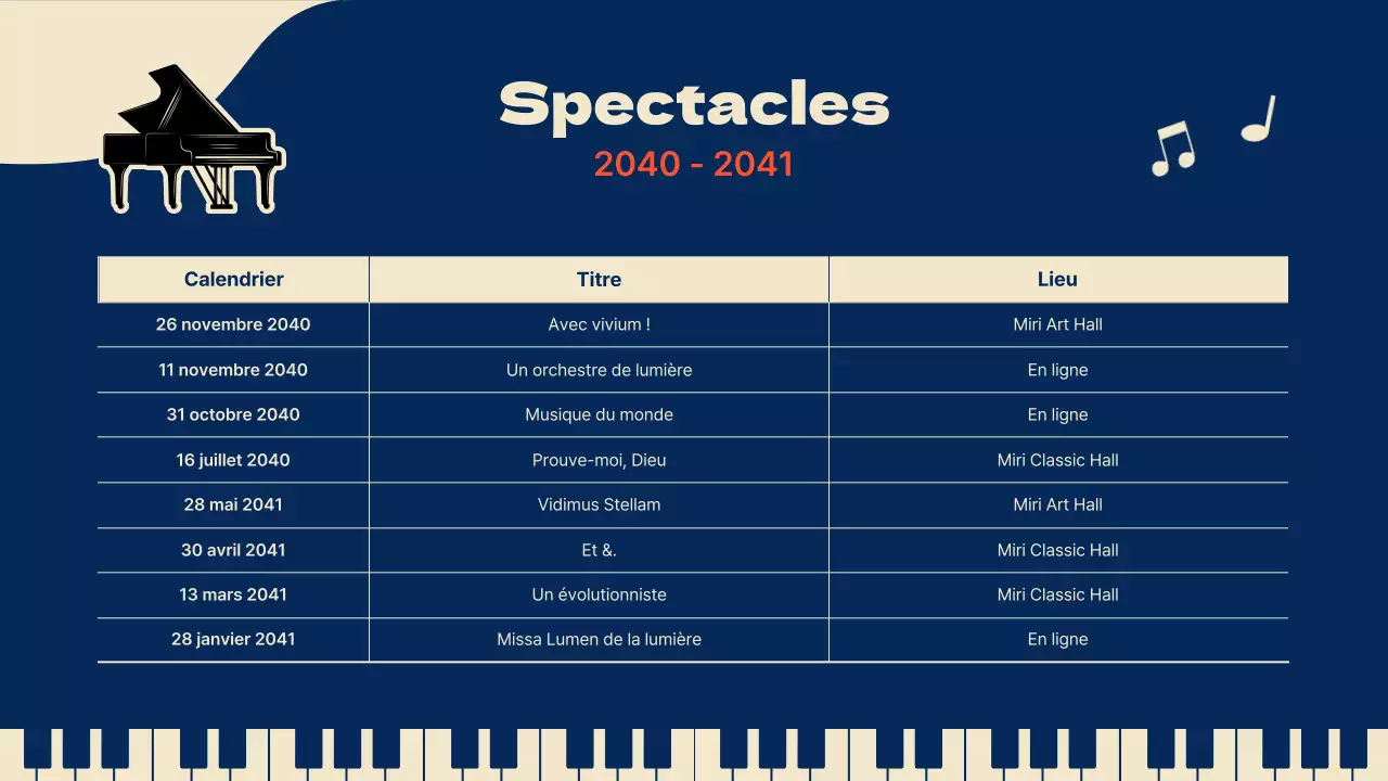 Portefeuille de compositeur sur le thème du piano en bleu marine