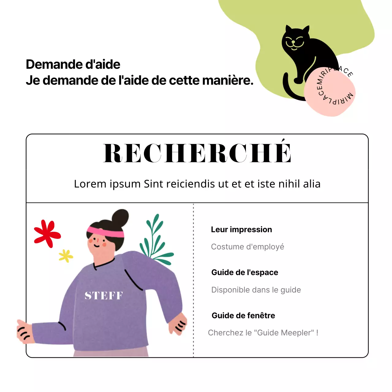 Illustrations simples et mignonnes en blanc et noir Expositions Spectacles Complexes Installations Information Guide du brouillard