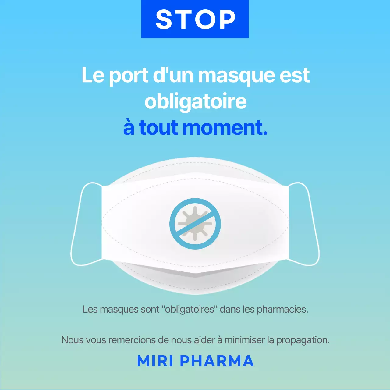 Masque bleu annonce simple COVID-19