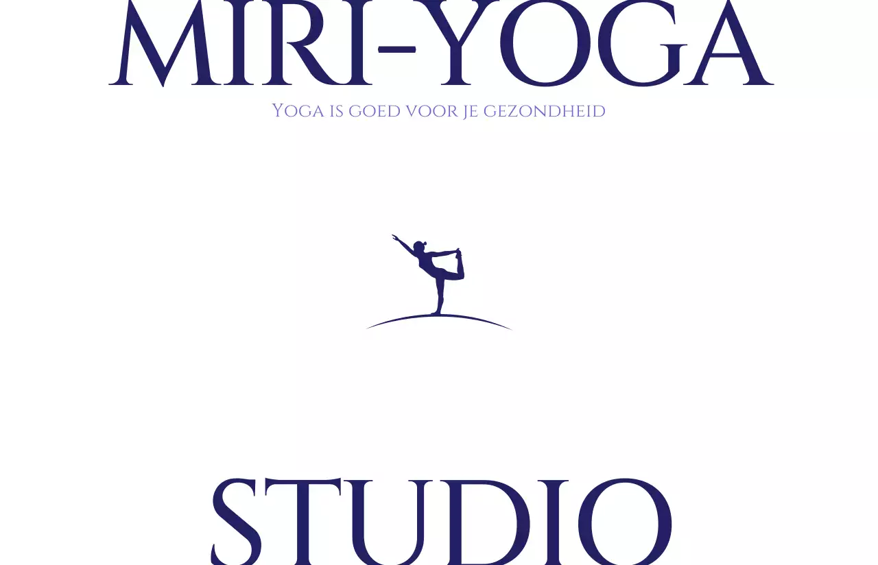 Een yogales met een eenvoudige witte achtergrond en een stijlvol lettertype