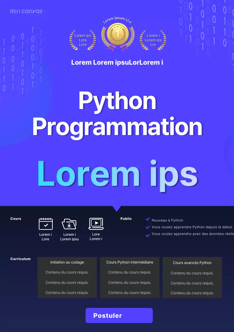 bleu simple itéducationpublicité pythonéducationcouleurrecrutementposter webposter