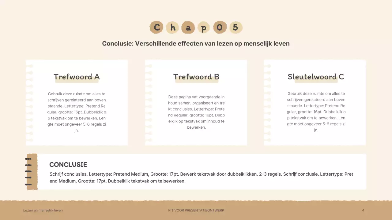 Presentatiepakket met sentimentele handgetekende boekillustraties in bruin en groen