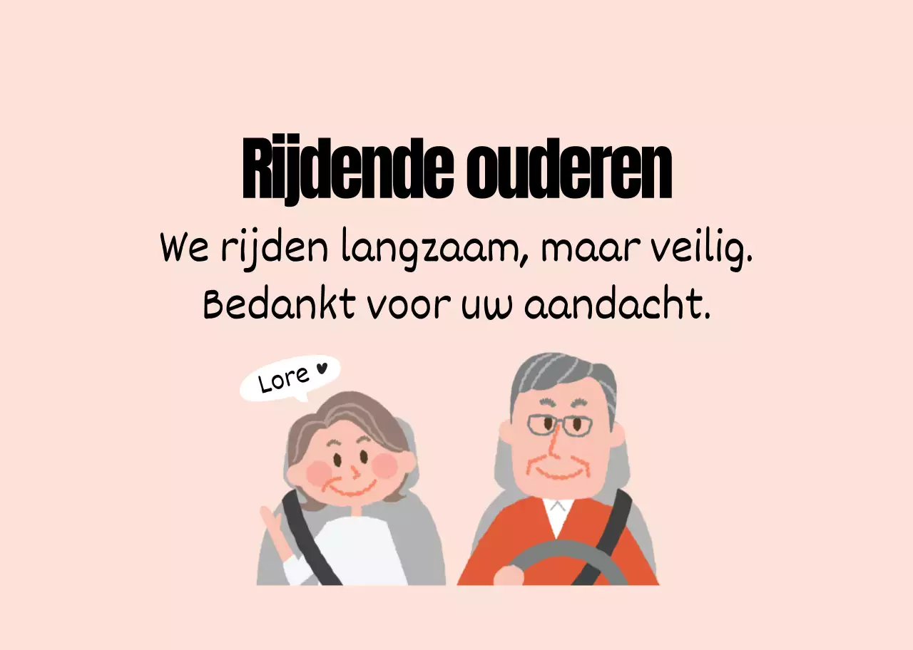 Roze geïllustreerde gids voor veilig rijden voor oudere stellen