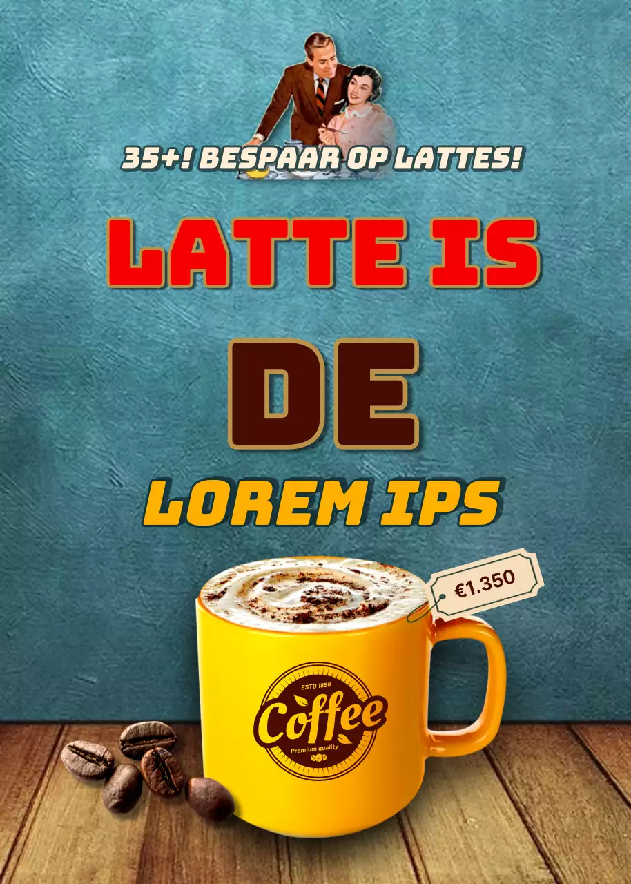 Bruine en gele vintage-geïnspireerde koffieverkoop pop-ups