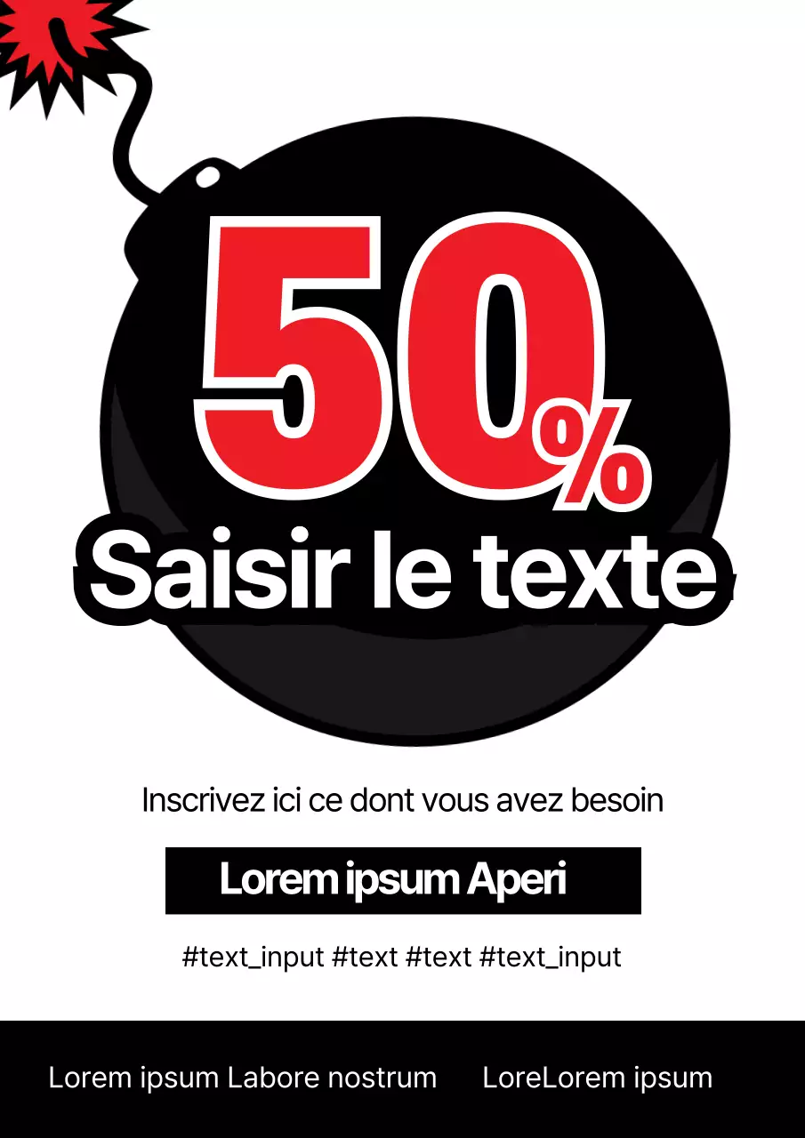 Promouvoir une super vente avec une illustration de bombe noire