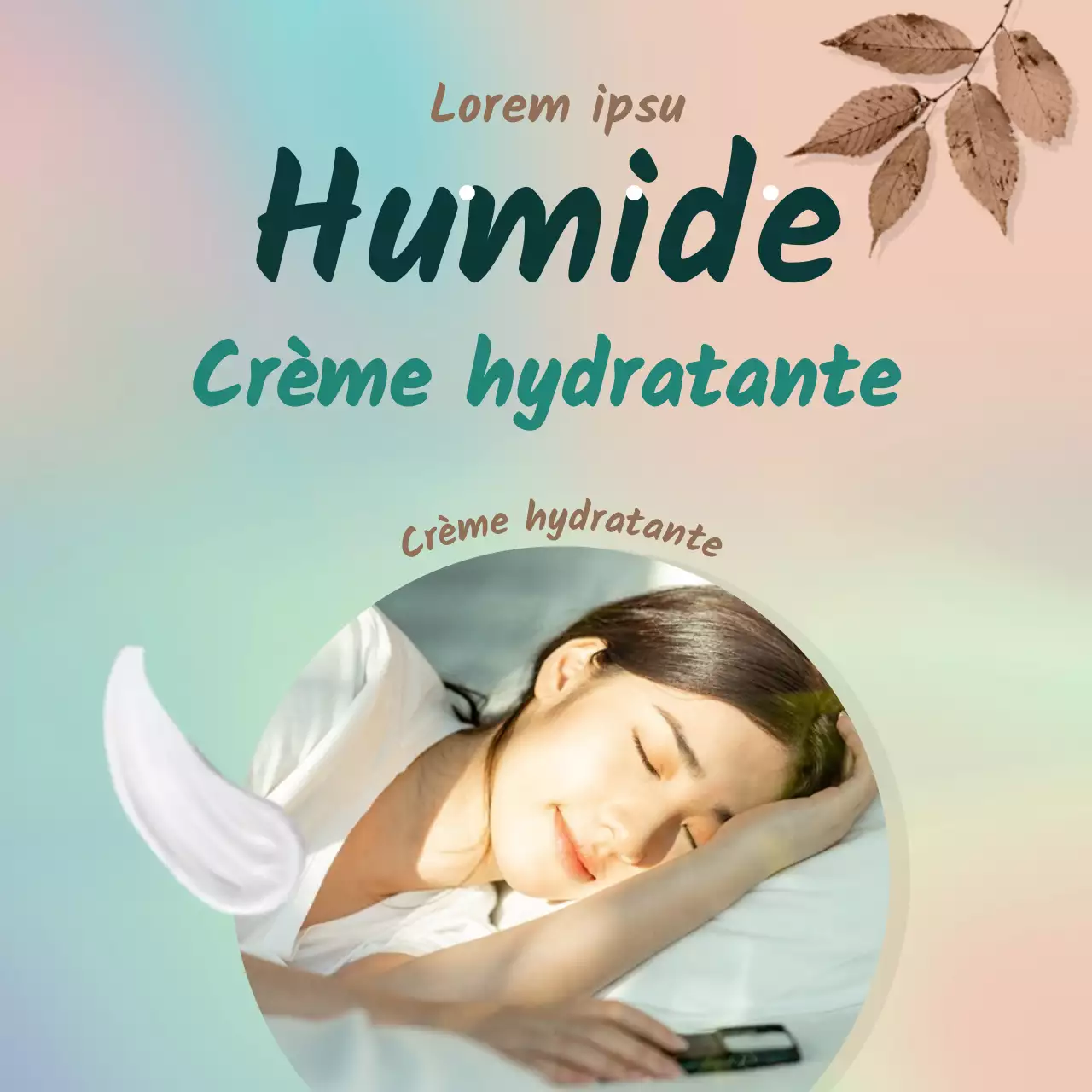 autumn mood moisturising cream in brown and turquoise cosmetics promotion social media square