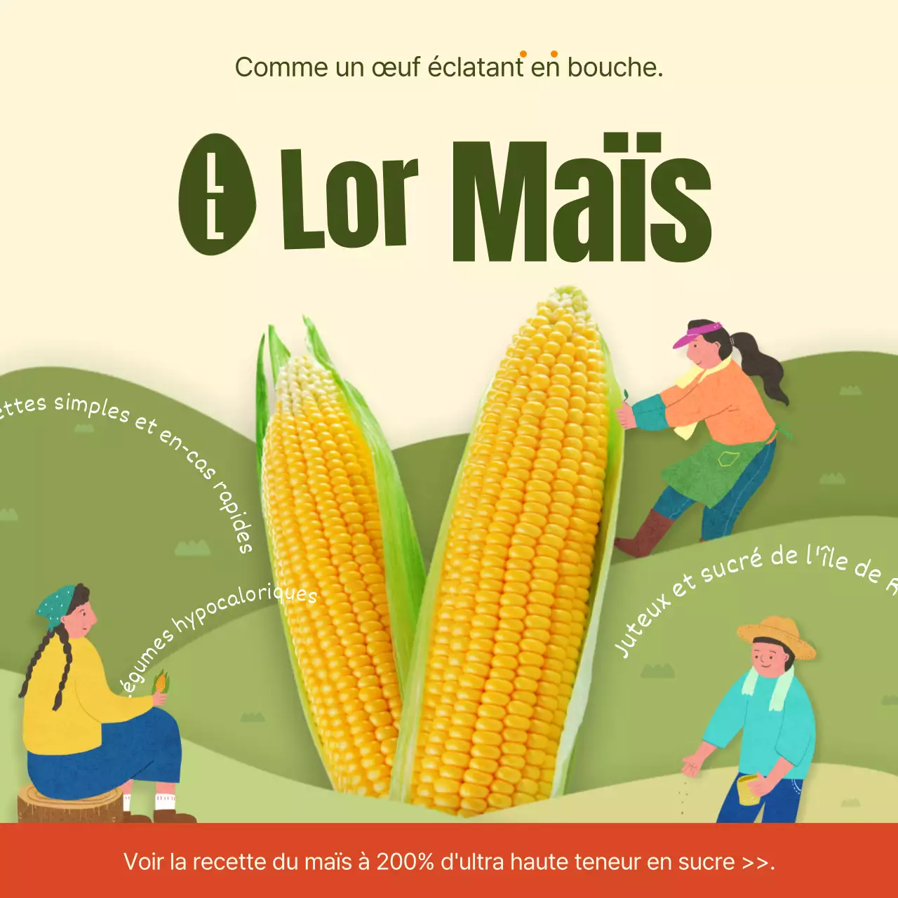 Thème du maïs doux dans les tons jaunes et verts