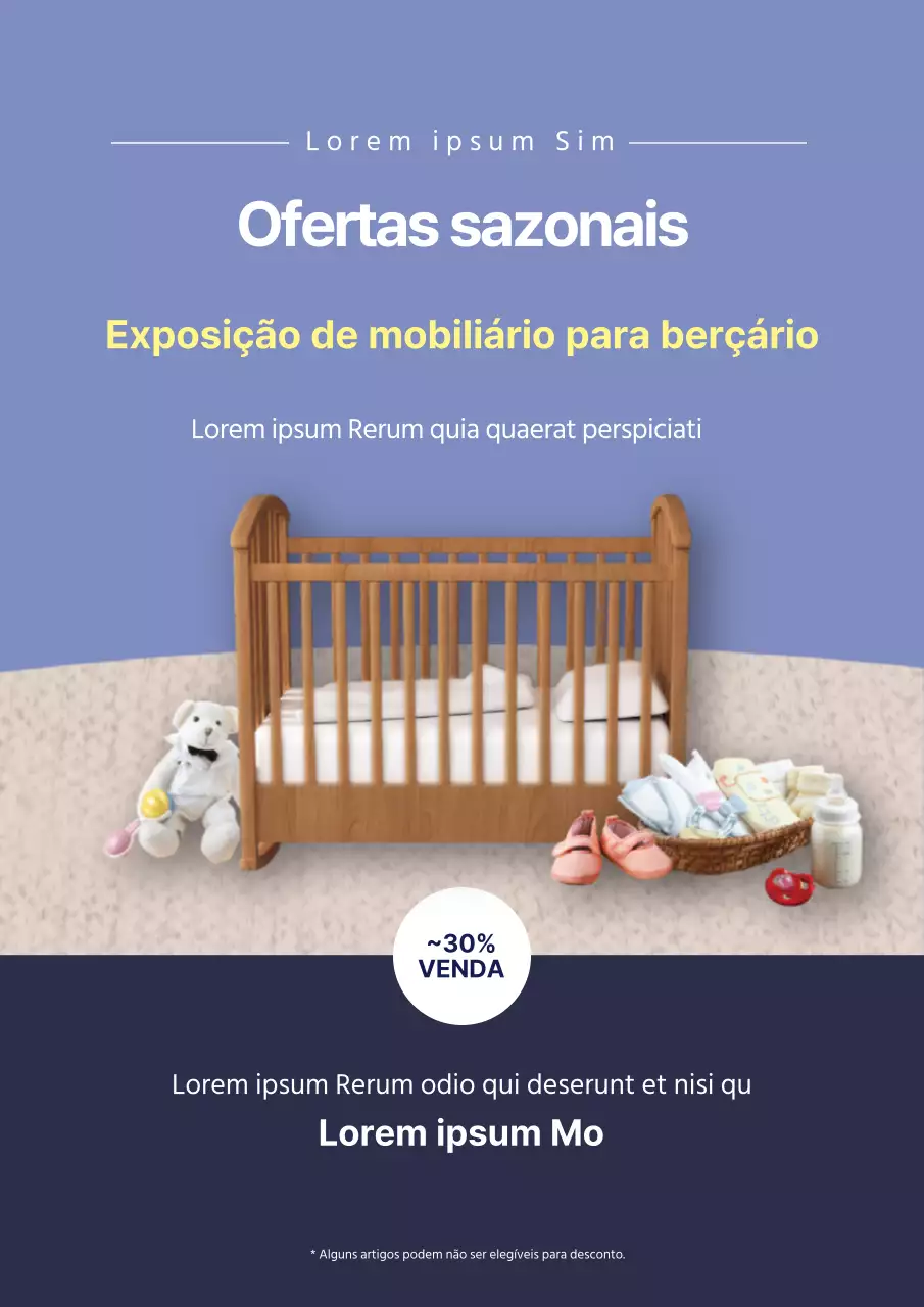 Webposter para um evento de promoção de interiores de mobiliário infantil azul-marinho
