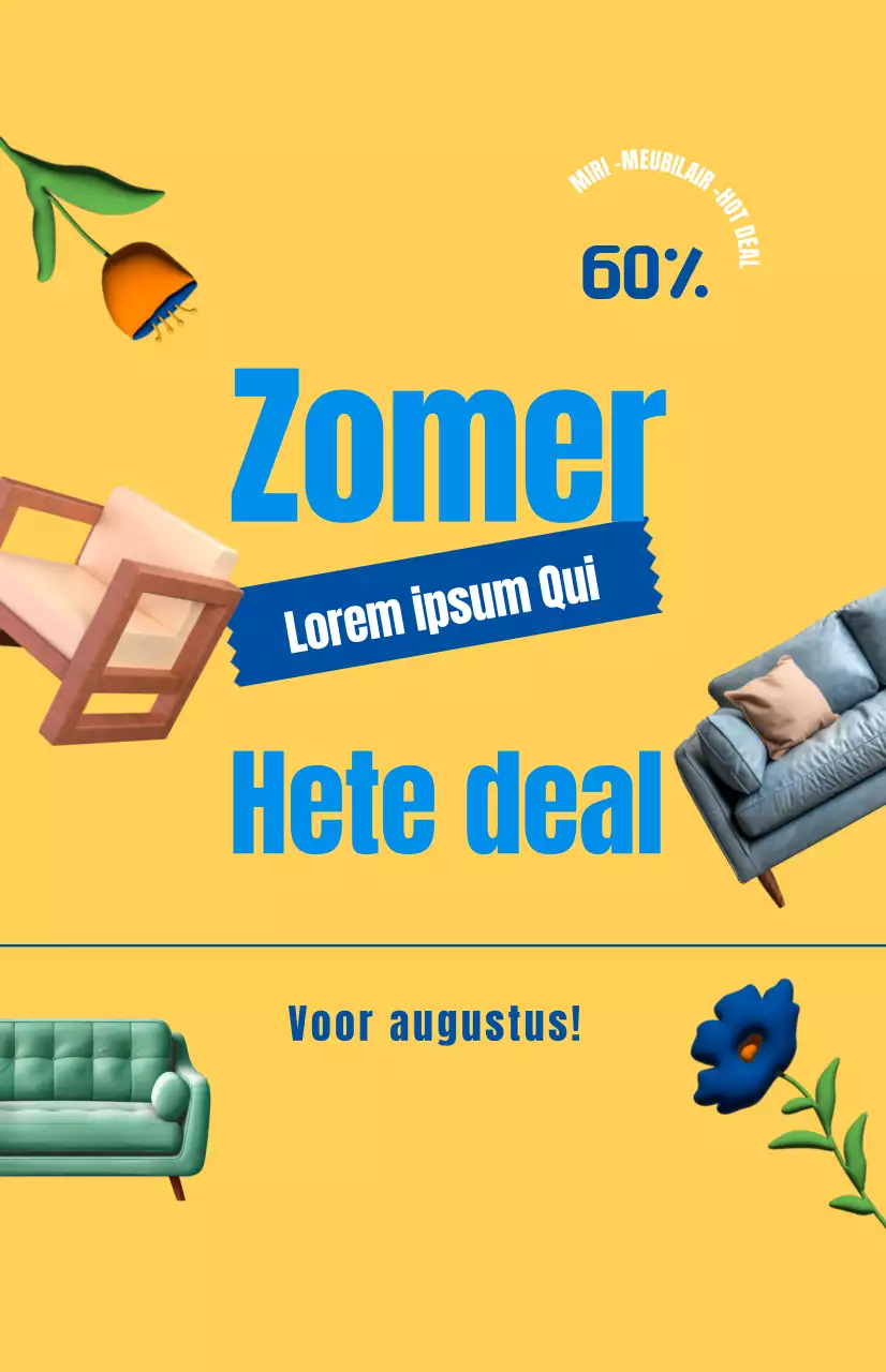 Promoot een meubelverkoop met een gele achtergrond