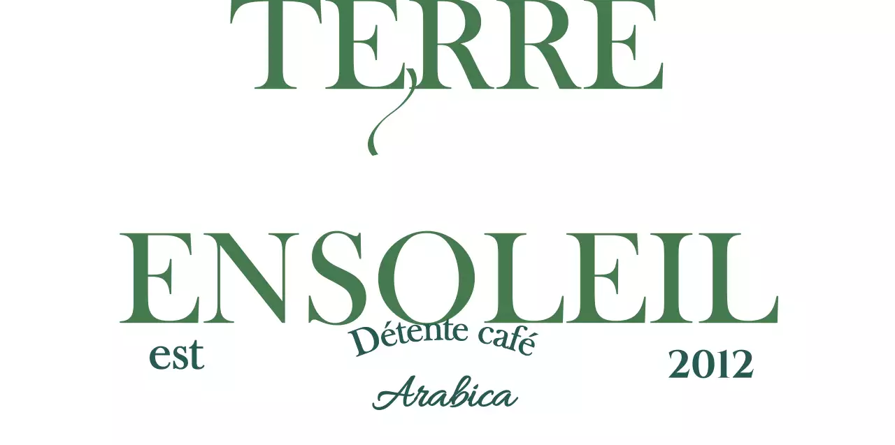 Marchandise de café avec texte conceptuel vert foncé et luxueux