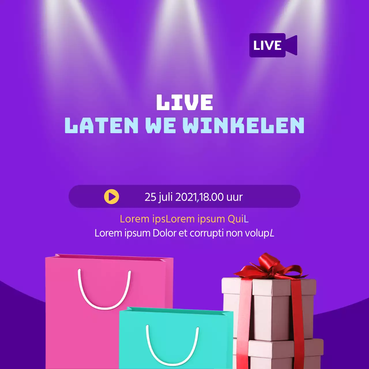 Live winkelontwerp in paars