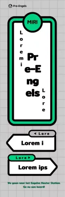 Promotie van het metroconcept school in grijs en groen