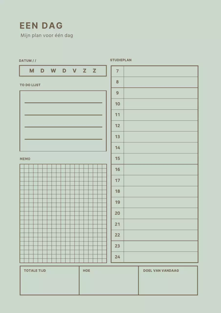 Eenvoudige conceptlijnplanner in lichtgroen
