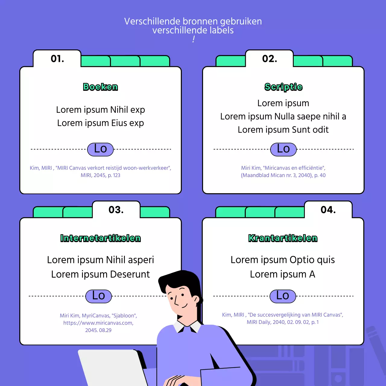Paars en mint markeren illustratie toeschrijving