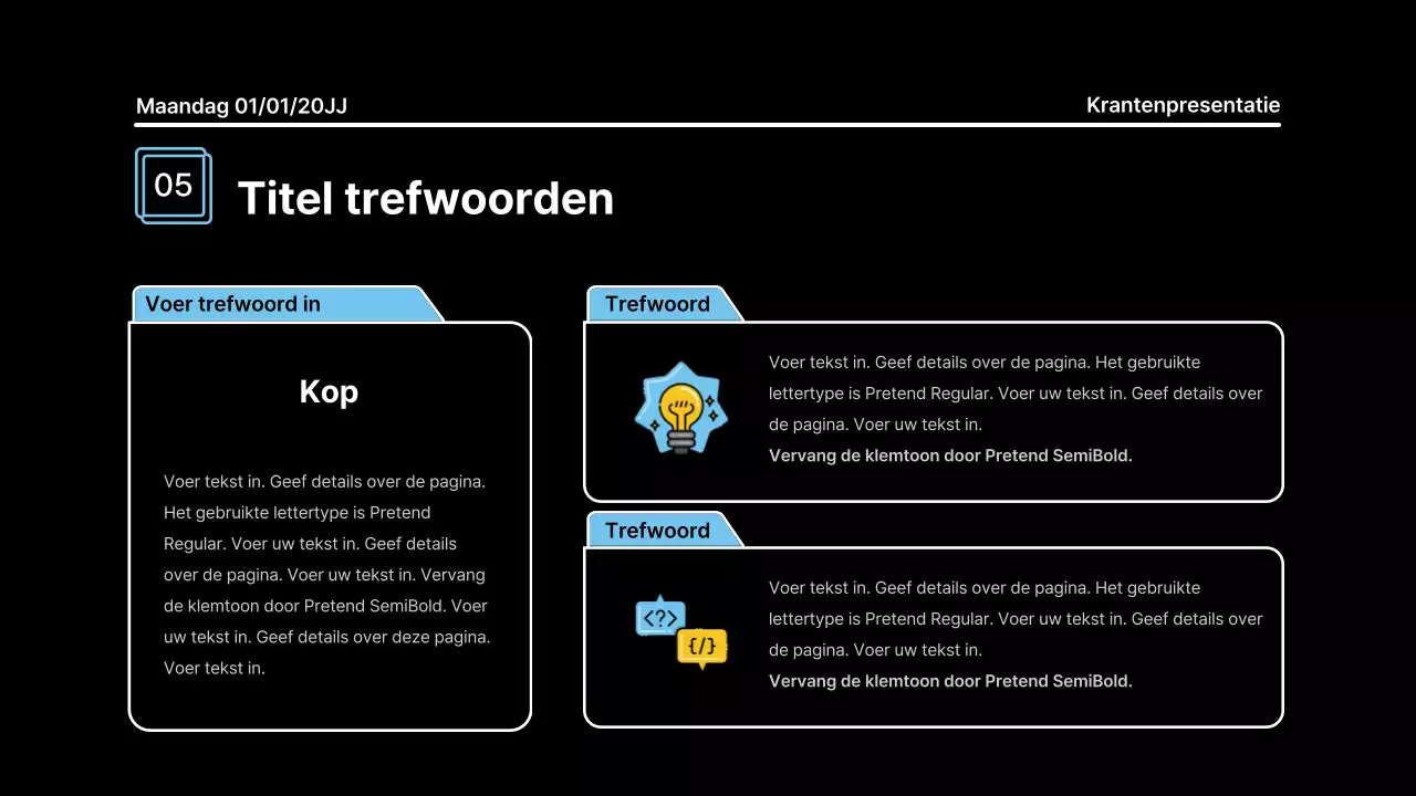 Aandachttrekkende presentatie met vette lijnen in een krantenconcept op een zwarte achtergrond