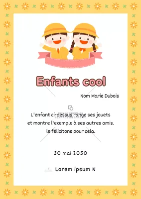 Poste d'inscription des enfants jaune et blanc