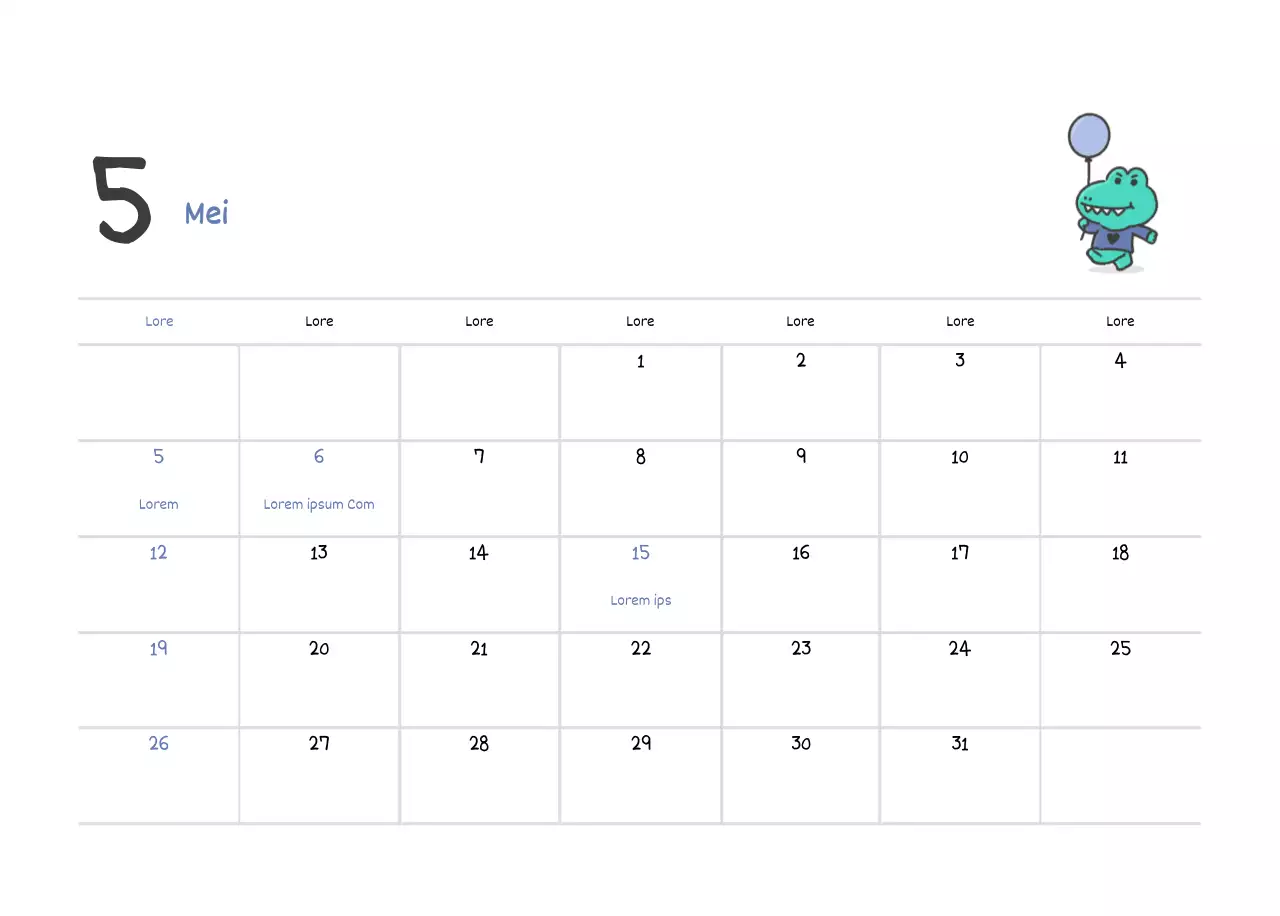 Een kalender met een schattig Argo-illustratieconcept