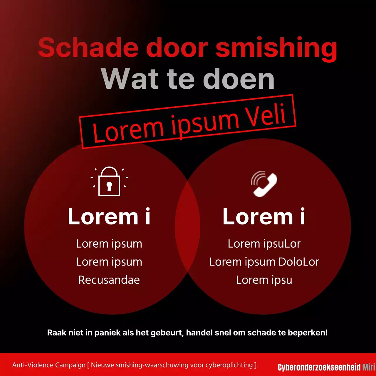 Rood en zwart smishing waarschuwingen