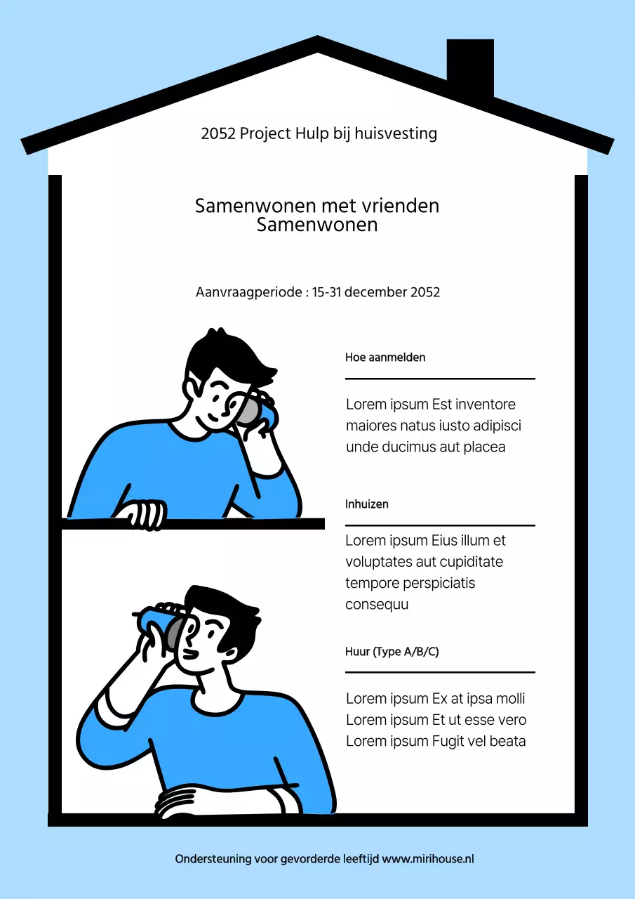 Projectaankondiging woningondersteuning in blauw