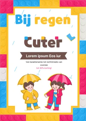 Regenseizoenitems voor kinderen met kleurrijke blokken en een schattig kinderconcept
