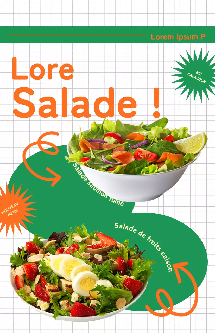 Promouvoir le menu d'un café à salades avec un drapeau