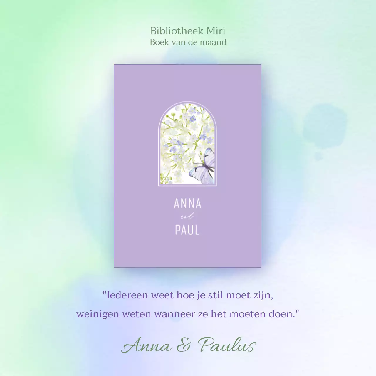 Zachte boek aanbeveling promotie met paars en mint gradiënt achtergrond V2