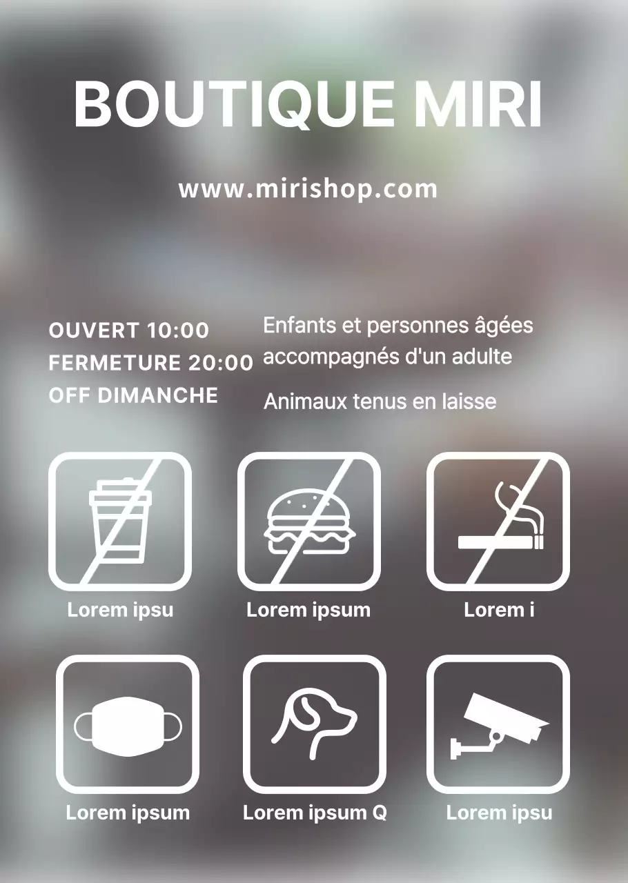 Affiche transparente pour un magasin de signalisation bleu clair