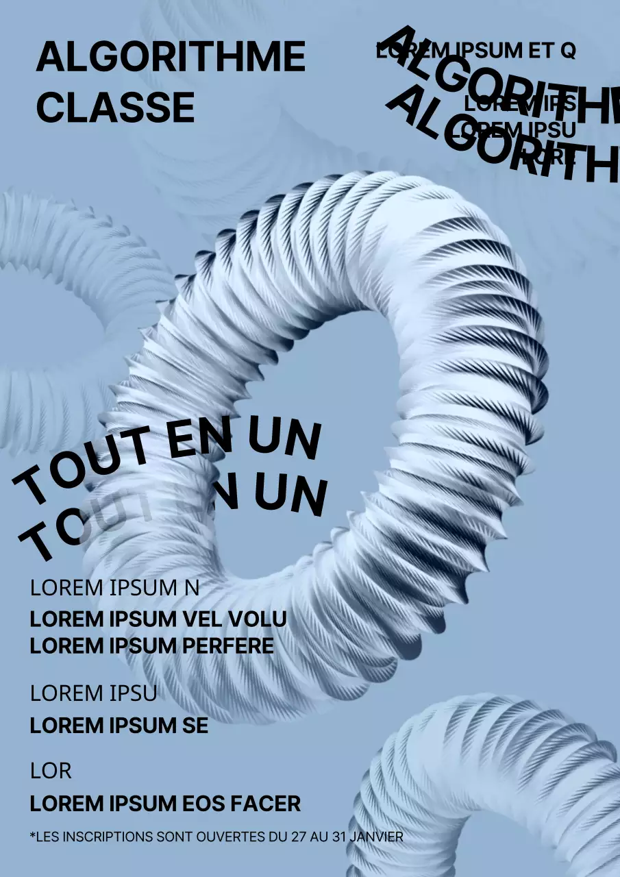 Fond bleu ciel Tutoriel algorithmique en métal pour un concept de bague en 3D