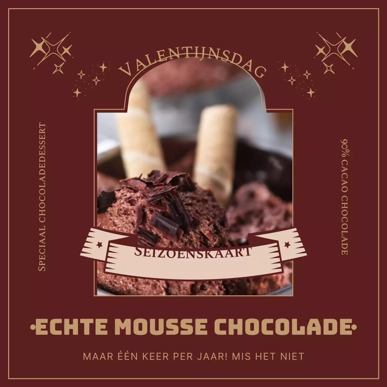 Het rood met gouden dessertmenu voor Valentijnsdag