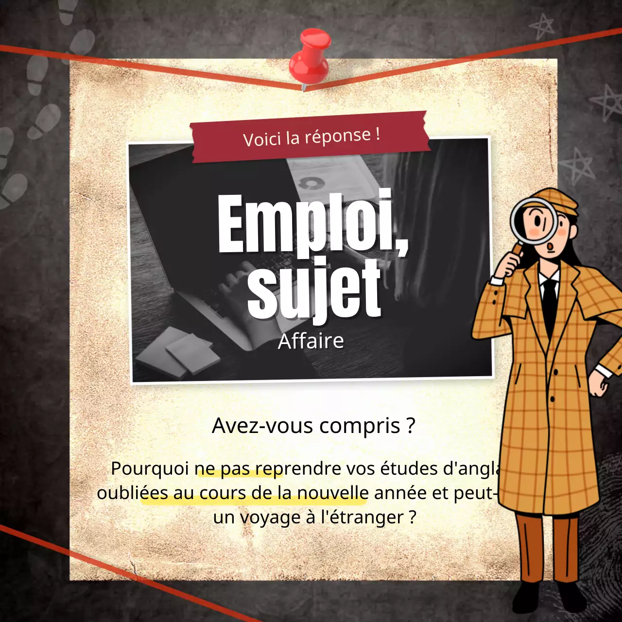 Modèle d'événement scolaire en langue anglaise comme un journal d'événement sombre