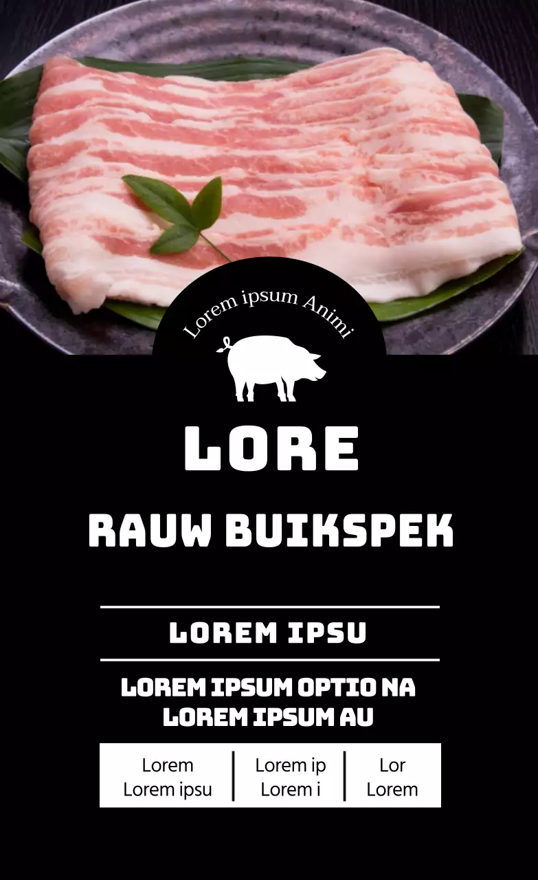 Zwarte foto buikspek voedseletiket