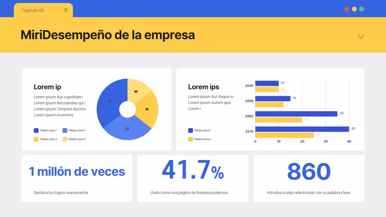 Un sencillo membrete azul y amarillo