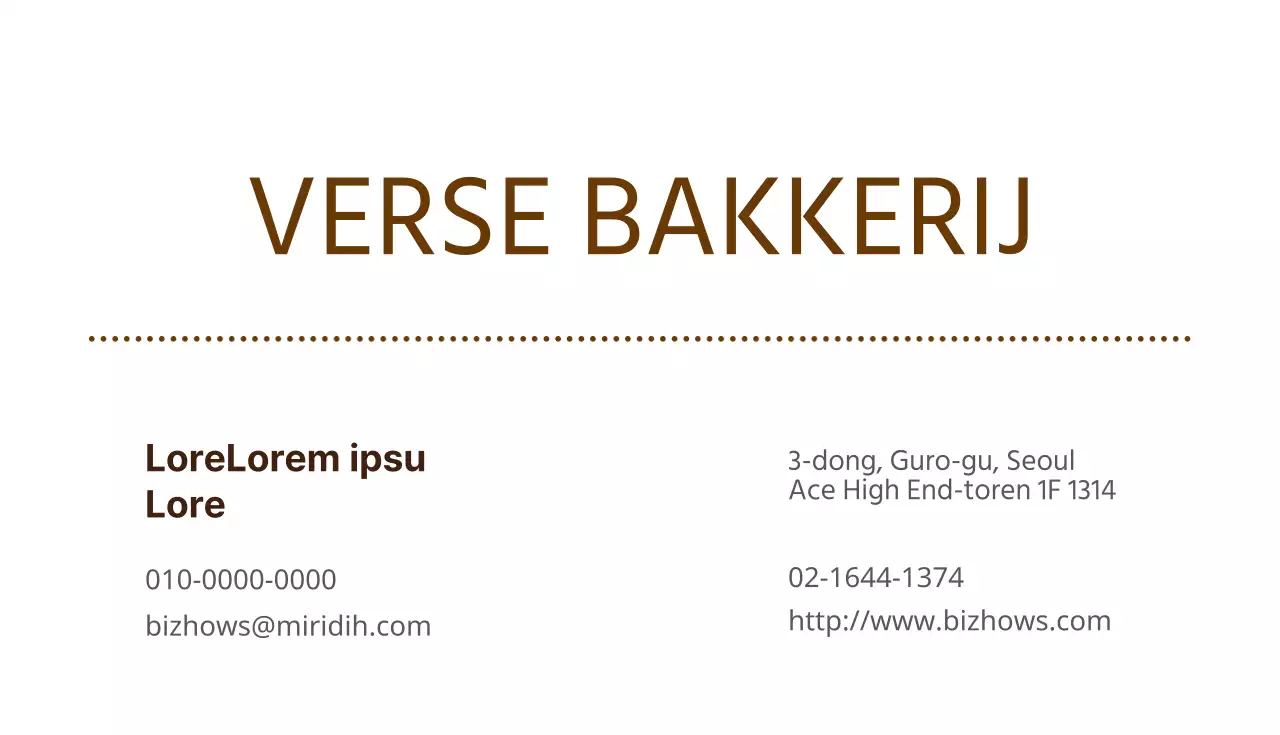 Visitekaartjes bakkerij