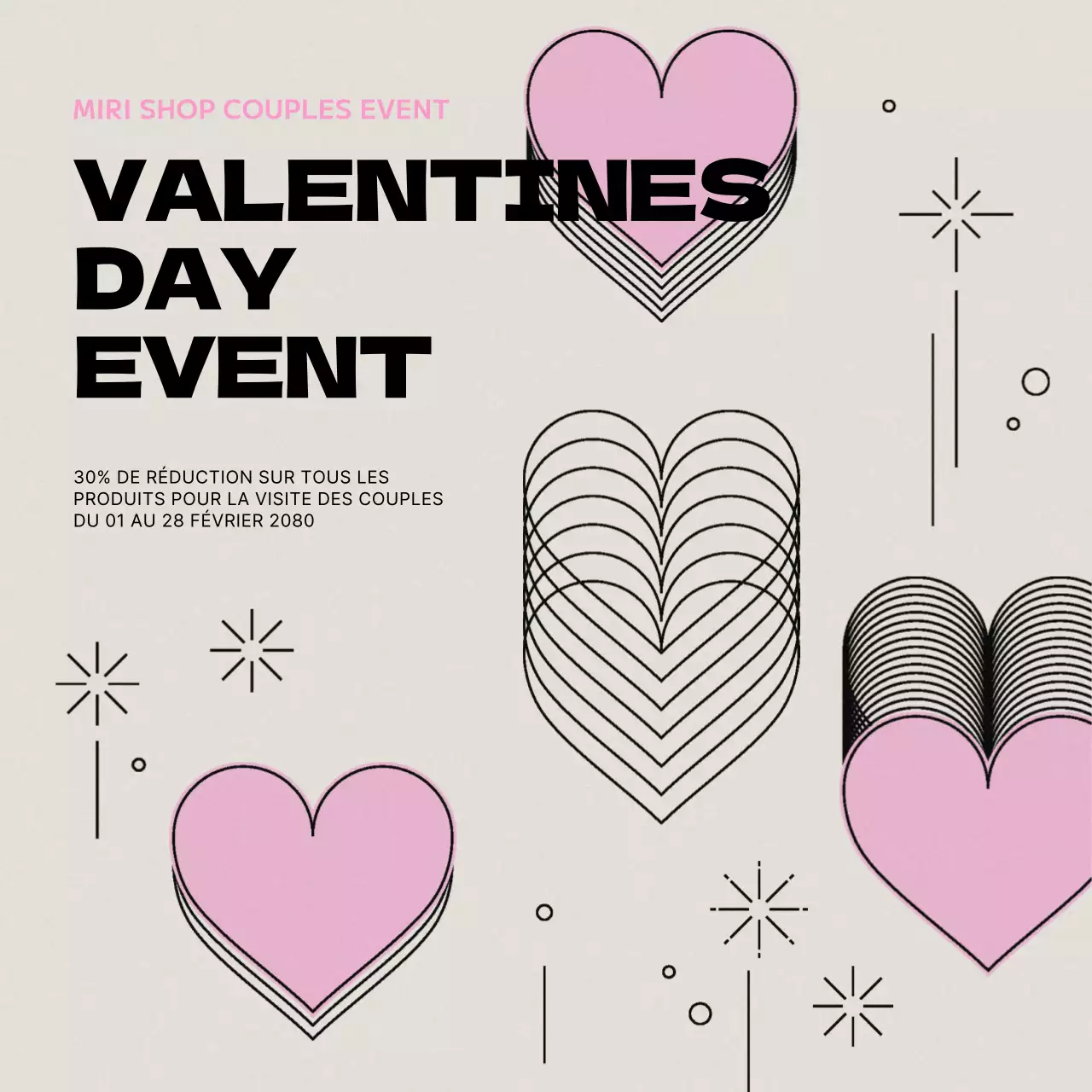 Détails illustrés de l'événement de la Journée blanche en beige et rose