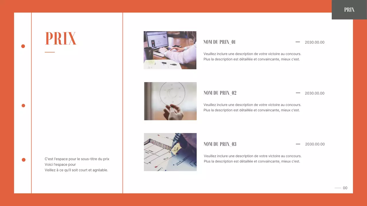 Un portfolio simple et organisé pour un étudiant universitaire en orange