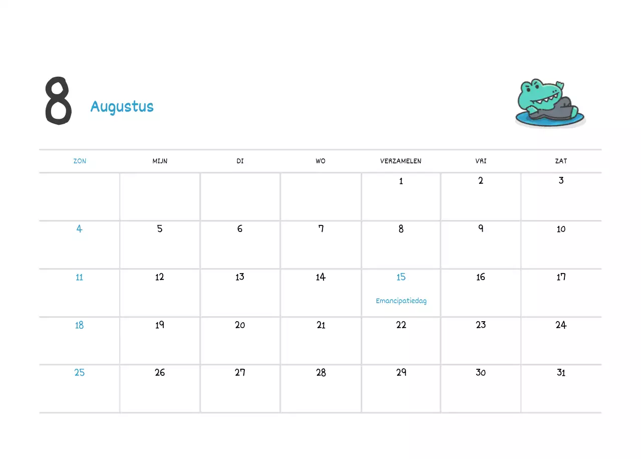 Een kalender met een schattig Argo-illustratieconcept