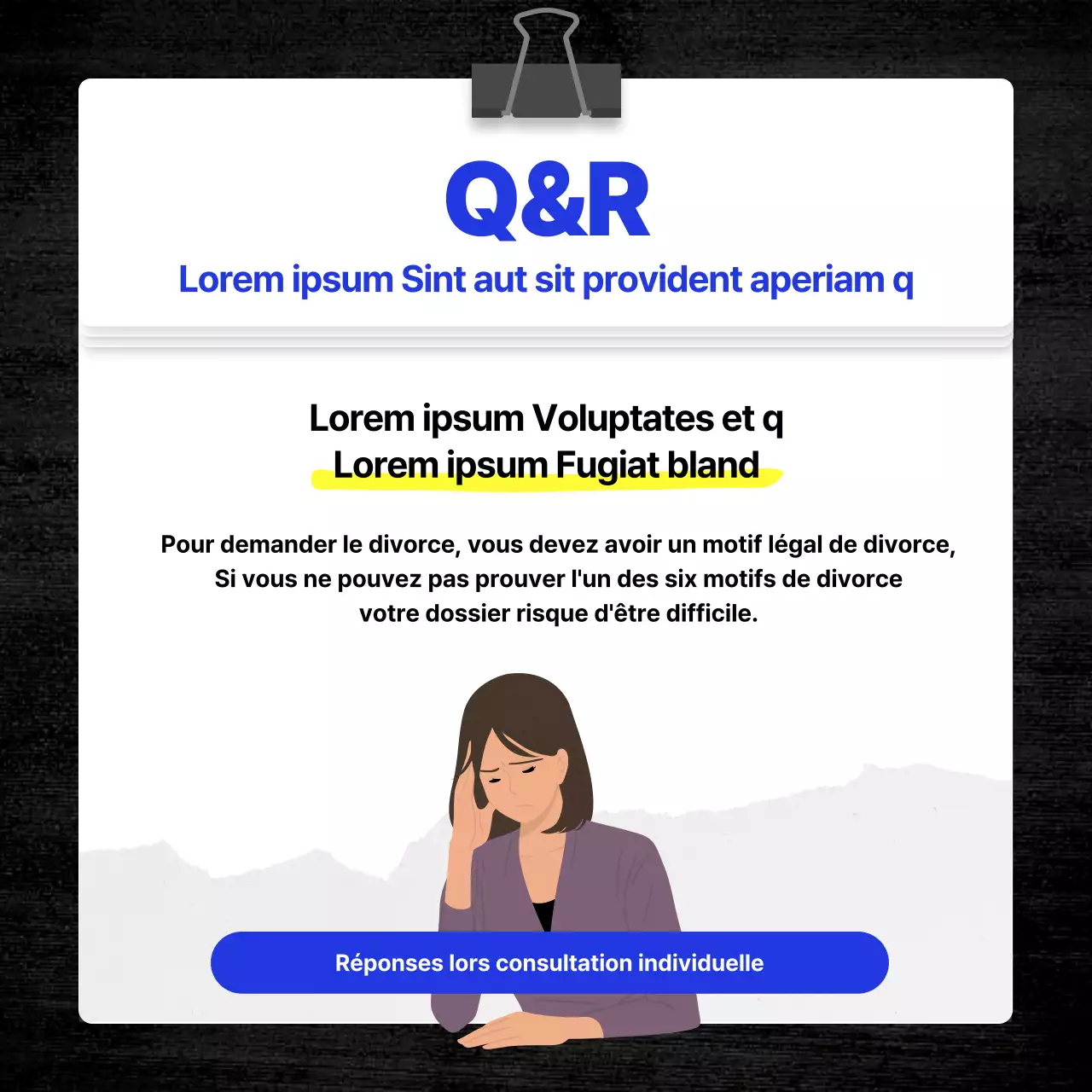 Guide de consultation d'un avocat avec un simple thème de livre bleu